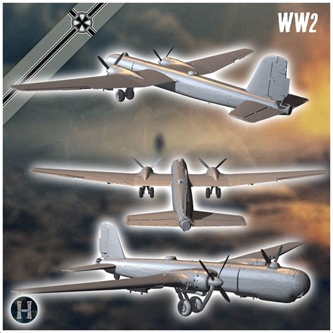 STL file Heinkel He 177 Greif heavy bomber aircraft (7) - Germany Eastern Western Front Normandy