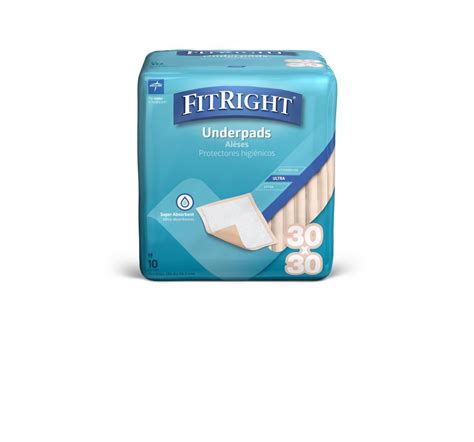 Medline Fitright Underpad Heavy Absorbency 30x30 10ct