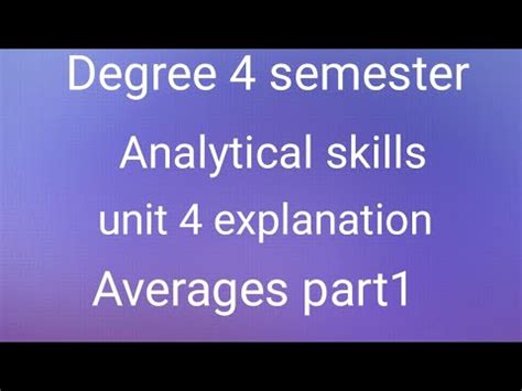 Degree Semester Analytical Skills Unit Averages Part Explanation