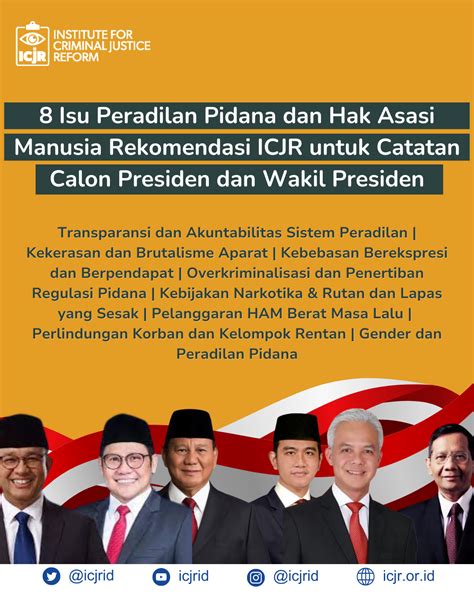 Delapan Isu Krusial Rekomendasi Icjr Untuk Calon Presiden Dan Wakil