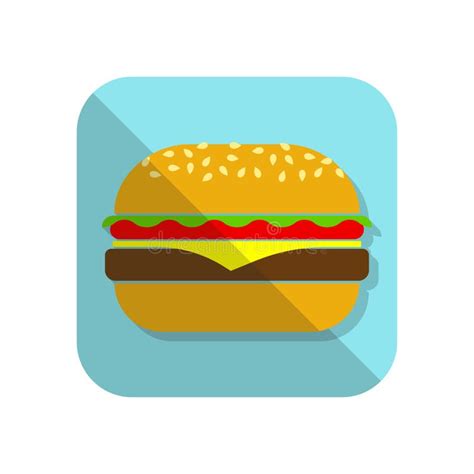 Burger Icon Vector Illustration Of Hamburger Fast Food Symbol Stock