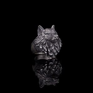 Wolf Silver Ring, Sterling Silver Wolf Ring, Wolves Chief Ring, Black ...