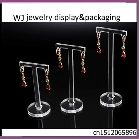 Set Of 3 Clear Acrylic T Shape Jewellery Earrings Display Holder