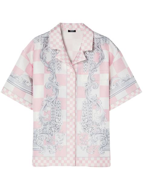 Versace Camisa Con Estampado Barocco Rosado Farfetch Mx