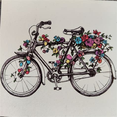 Houten Onderzetter Met Afbeelding Fiets Met Bloemen