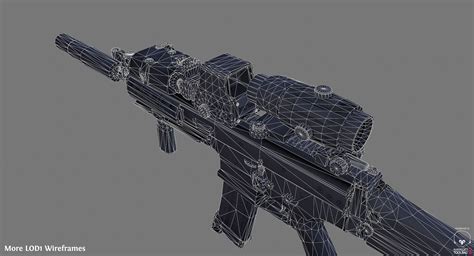 Fusil d assaut FN SCAR L CQC prêt pour le jeu avec LOD modèle 3D 69