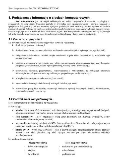 Pdf Podstawowe Informacje O Sieciach Komputerowych Zstio Wri Pl