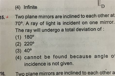 Two Plane Mirrors Are Inclined At 120 O With Each Other A Light Ray