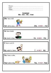 Complete With My Your His Her Esl Worksheet By Sesillia 3CA