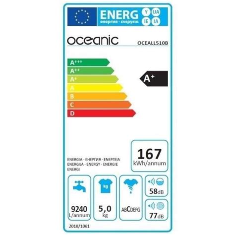 Lave Linge Frontal OCEANIC OCEALL510B 5kg 1000 Tours A Noir