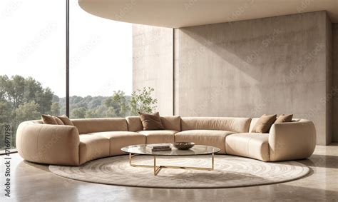 contemporary modern curved living room with curved sofa and elegant ...