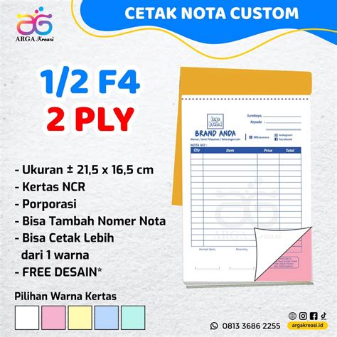 Jual Cetak Nota 2 Ply Custom 1 2 F4 A5 NCR Bon Buku Surat Jalan Tanda