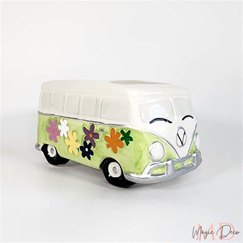 Ceramic Vw Bus Planter Hippie Bus Ceramic Planter Groovy 70s 80s Festive Car For Plants