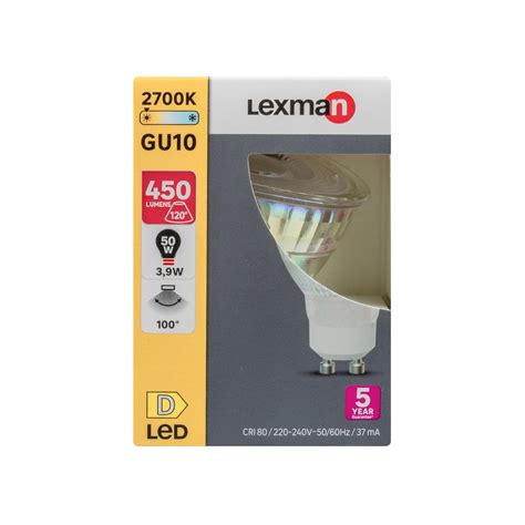 Ampoule led réflecteur GU10 100 450Lm 50W blanc chaud LEXMAN