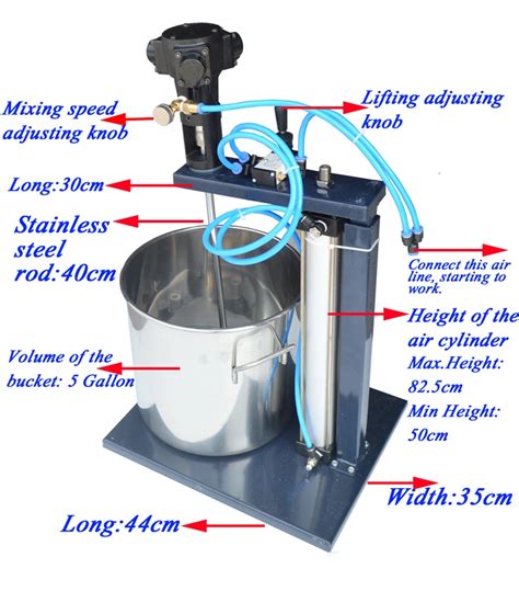 5 Gallon Pneumatic Mixer With Stand Tank Barrel Paint Mix Tool Air