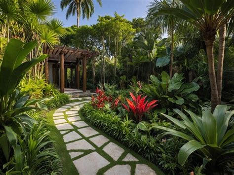 Luxury landscape design of the tropical garden | Premium AI-generated image