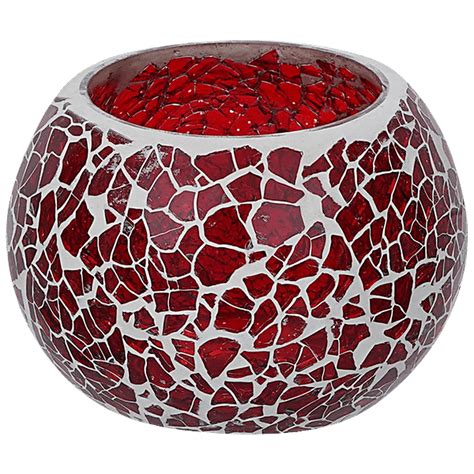 Buy Ecraftindia Red Mosiac Glass Decorative Tea Light Holder Home