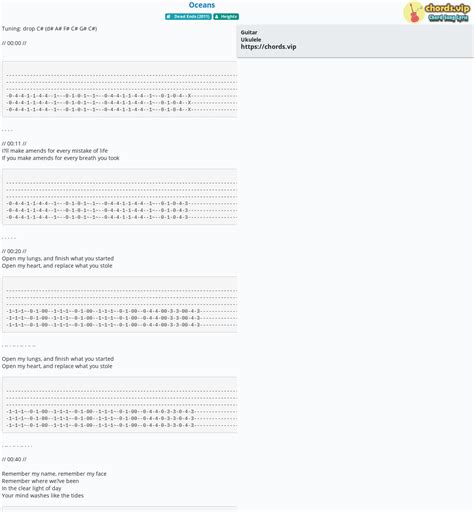 Chord: Oceans - Heights - tab, song lyric, sheet, guitar, ukulele ...