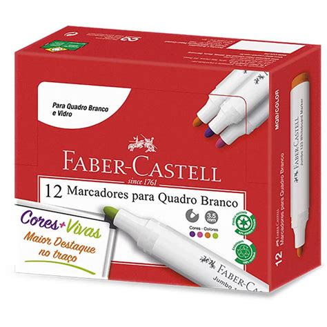 Pincel Pra Quadro Branco - Pincel para quadro branco, 3,5mm, 4 cores, Faber-Castell CX 12 UN ...