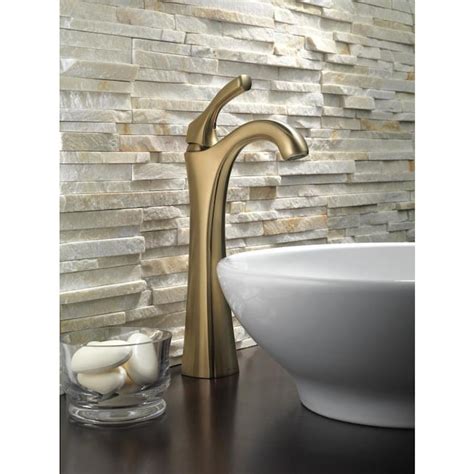 Delta Addison Champagne Bronze 1 Handle Vessel Watersense Bathroom Sink Faucet In The Bathroom