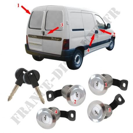 KIT DE 4 BARILLETS DE PORTES POUR CITROËN BERLINGO PEUGEOT PARTNER