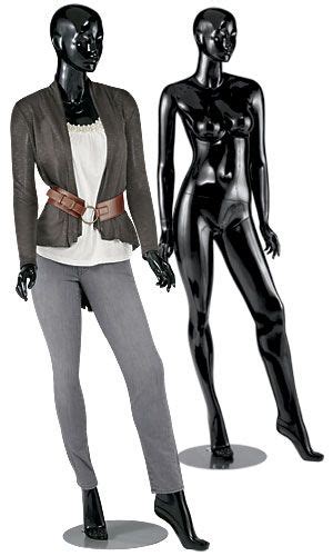 Female Black Mannequins High Gloss Fiberglass Ssw Black Mannequin