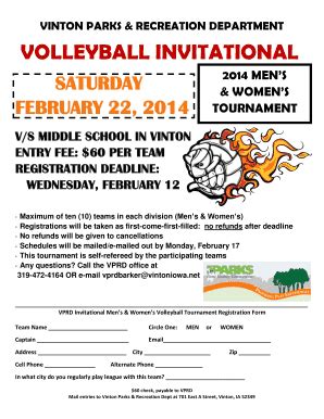 Volleyball Tournament Form - Fill and Sign Printable Template Online