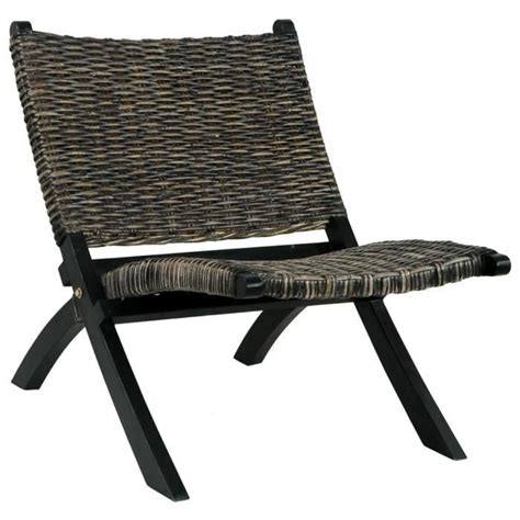 Chaise De Relaxation Noir Rotin Naturel Kubu Et Bois D Acajou