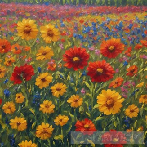 Field Of Flowers Oil Painting