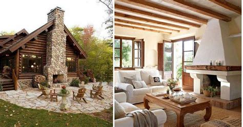 Diseños de casas de campo con chimenea Decoración