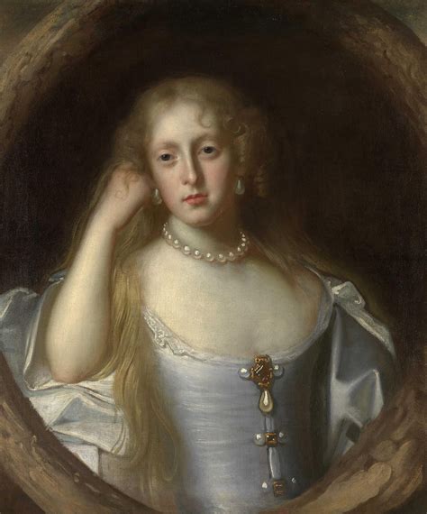 John Michael Wright A Portrait Of A Lady Wearing A White