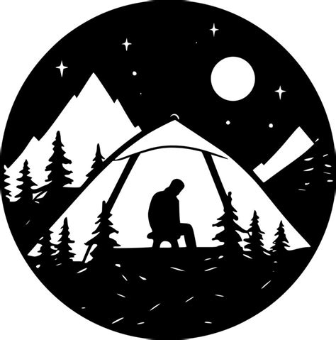 Camping, Black and White Vector illustration 24564451 Vector Art at Vecteezy