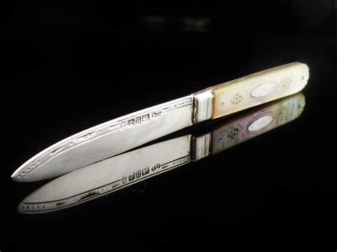 Silver Folding Fruit Knife Antique Mother Of Pearl Sheffield 1845