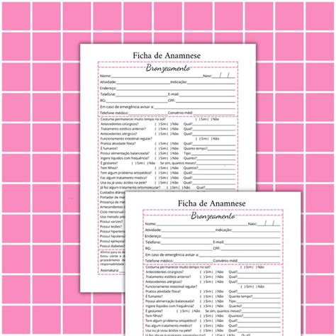 Ficha De Bronzeamento Anamnese Arquivo Digital Elo7