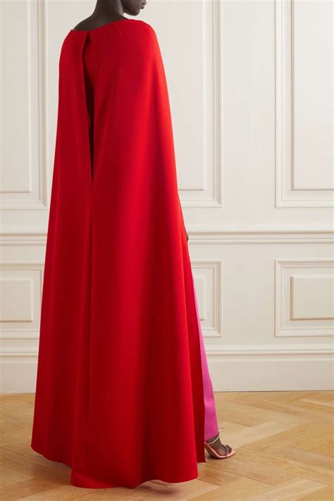 Marchesa Notte Cape Effect Two Tone Knotted Stretch Crepe Gown Mother