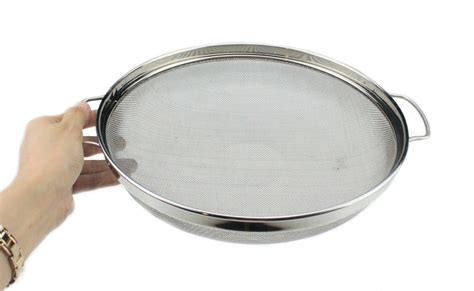 Large Stainless Steel Flour Sieve Colander Strainer Extra Fine Mesh With Handles