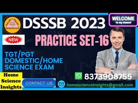 DSSSB 2023 TGT PGT DOMESTIC SCIENCE HOME SCIENCE PRACTICE SET 16 CLASS