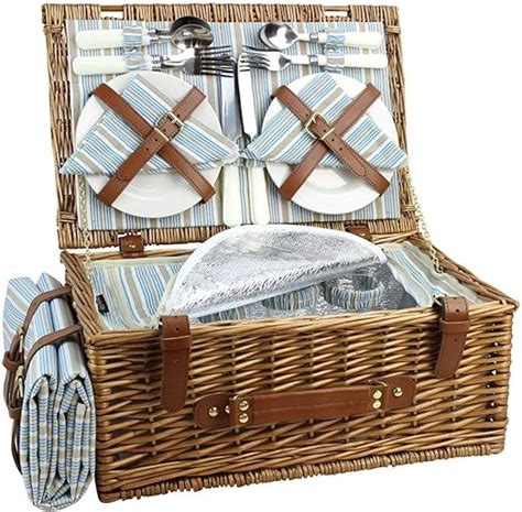 Happypicnic Wicker Picnic Basket Set For Persons Large Willow