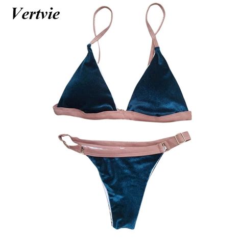 Vertvie Brand Velvet Bikini Swimsuit Women Swimwear Push Up Brazilian