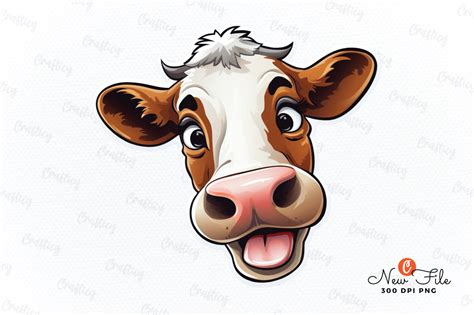 Funny Cow Face Stickers Sublimation Graphic by Crafticy · Creative Fabrica