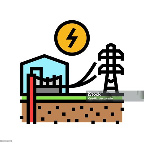 발전소 지열 에너지 색상 아이콘 벡터 일러스트 레이 션 0명에 대한 스톡 벡터 아트 및 기타 이미지 0명 기체 물리 구조