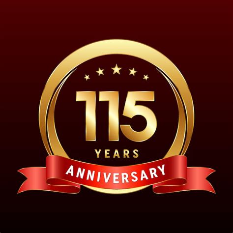 Premium Vector 115th Anniversary Logo Design With Golden Ring And Red