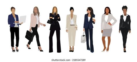 Business Women Collection Isolated Vector Illustrations Stock Vector