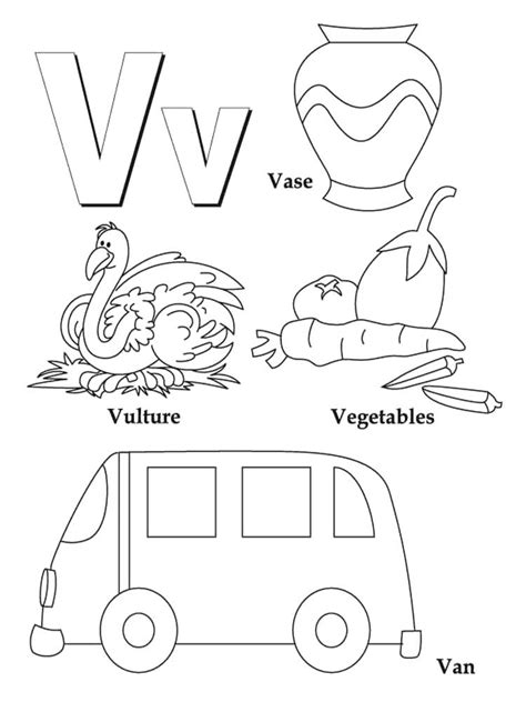 Letter V coloring pages