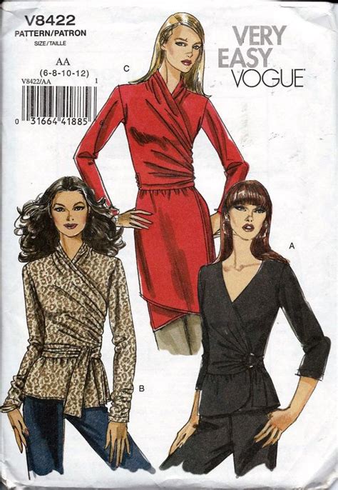 Vogue Very Easy Wrap Top Sewing Pattern Size Etsy