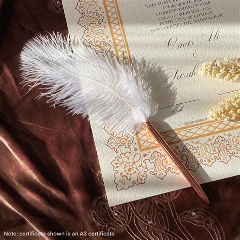 A Luxury Nikkah Certificate With Feather Pen Personalised Etsy