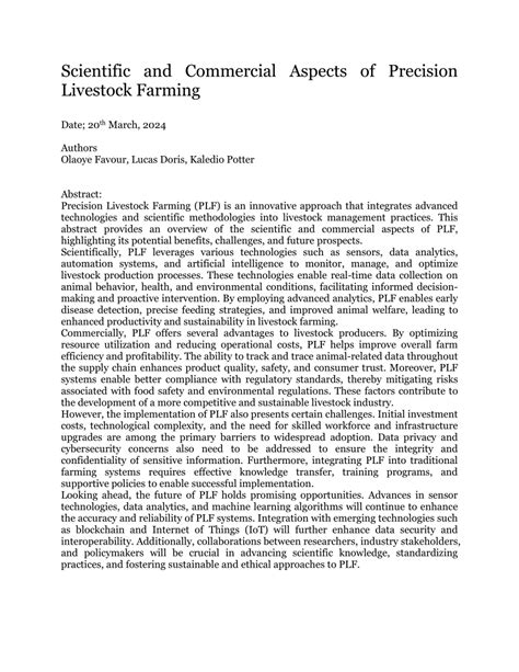 Pdf Scientific And Commercial Aspects Of Precision Livestock Farming