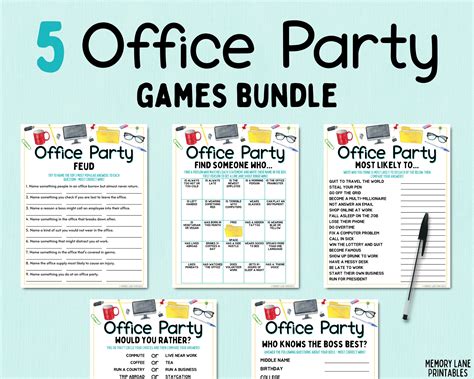 Office party games bundle work party games fun printable games group ...