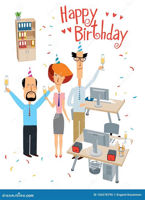 Feliz Cumpleaños. Vacaciones En La Oficina. Los Colegas Alegres