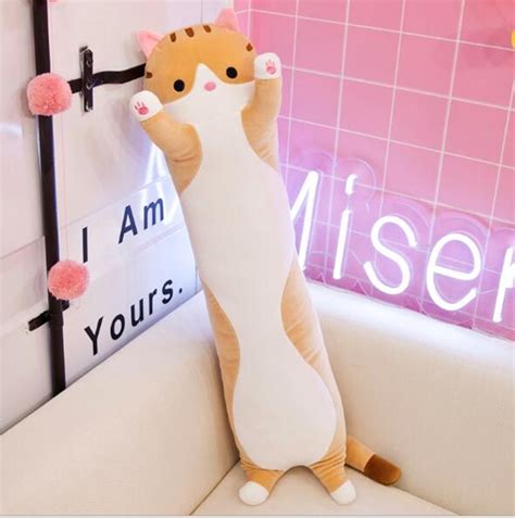 Soft Cute Pet Long Cat Pillow Plush Toy Sleeping Doll Lazy Doll Size